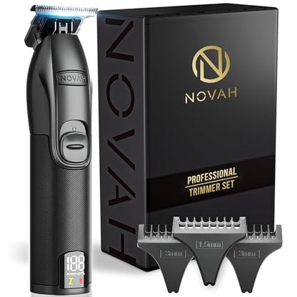 NOVAH Grooming Professional Hair Trimmer for Men – Cordless T Trimmer for Barbers, Matte Black Avelisse