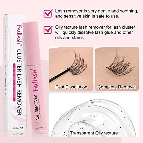 FADLASH Cluster Lash Glue Remover 5 ML – Soothing Oil Remover for Cluster Lashes & Eyelash Extensions, Gentle Self-Use at Home - görsel 8
