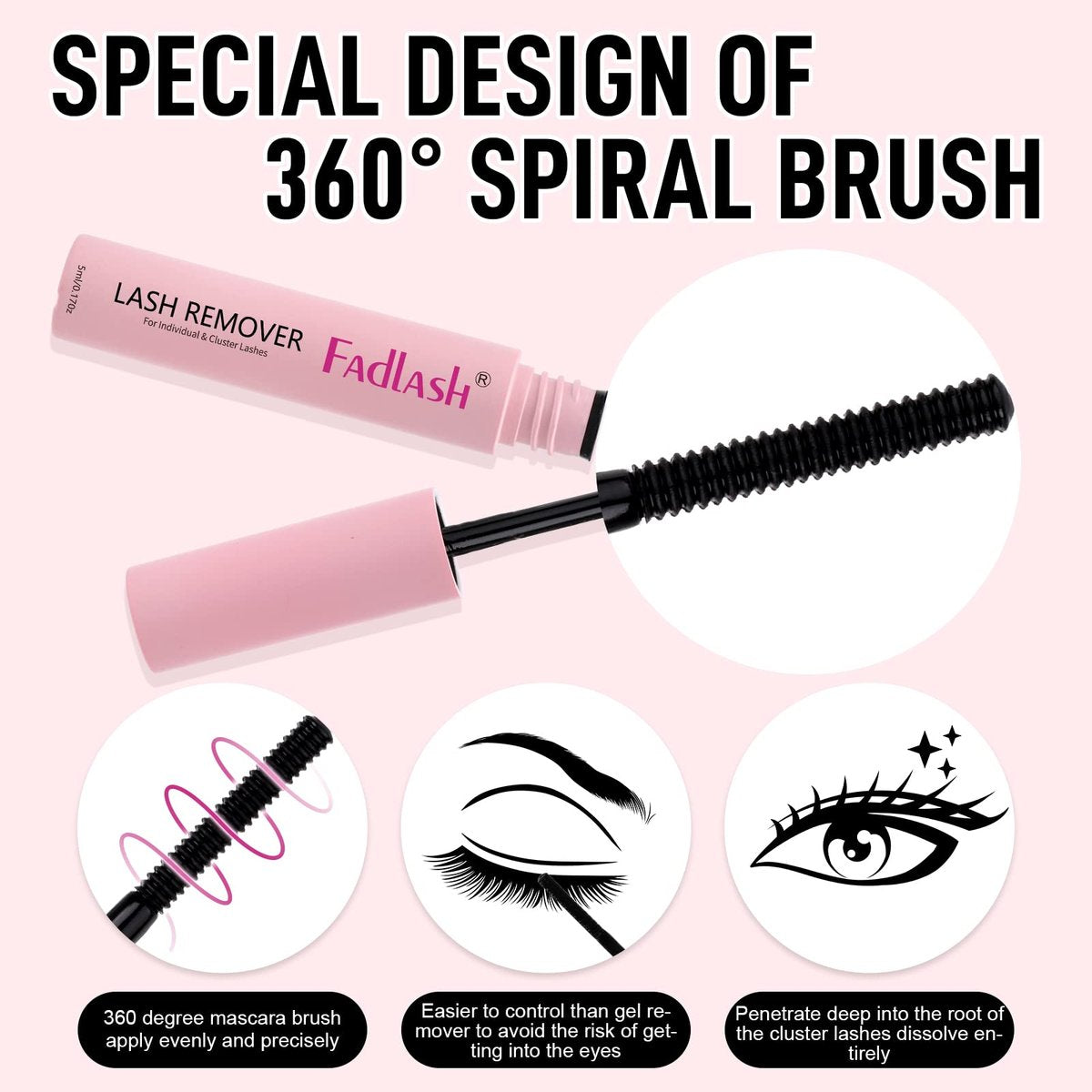 FADLASH Cluster Lash Glue Remover 5 ML – Soothing Oil Remover for Cluster Lashes & Eyelash Extensions, Gentle Self-Use at Home - görsel 5