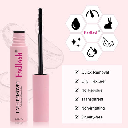 FADLASH Cluster Lash Glue Remover 5 ML – Soothing Oil Remover for Cluster Lashes & Eyelash Extensions, Gentle Self-Use at Home