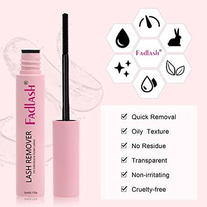 FADLASH Cluster Lash Glue Remover 5 ML – Soothing Oil Remover for Cluster Lashes & Eyelash Extensions, Gentle Self-Use at Home