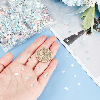 OLYCRAFT 48g Ocean Theme Nail Sequins - Dolphin & Fish Resin Glitter for Nail Art, Epoxy Fillers, Phone Case, DIY Crafting