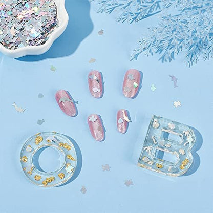 OLYCRAFT 48g Ocean Theme Nail Sequins - Dolphin & Fish Resin Glitter for Nail Art, Epoxy Fillers, Phone Case, DIY Crafting