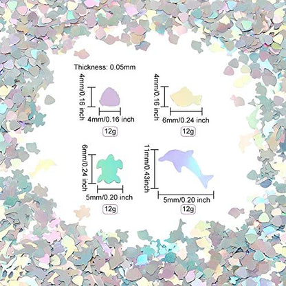 OLYCRAFT 48g Ocean Theme Nail Sequins - Dolphin & Fish Resin Glitter for Nail Art, Epoxy Fillers, Phone Case, DIY Crafting