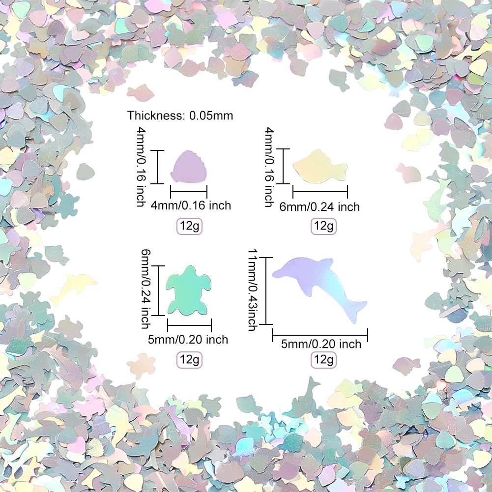 OLYCRAFT 48g Ocean Theme Nail Sequins - Dolphin & Fish Resin Glitter for Nail Art, Epoxy Fillers, Phone Case, DIY Crafting - görsel 3