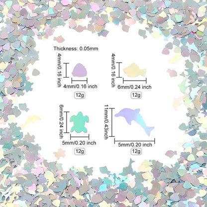 OLYCRAFT 48g Ocean Theme Nail Sequins - Dolphin & Fish Resin Glitter for Nail Art, Epoxy Fillers, Phone Case, DIY Crafting