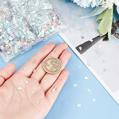 OLYCRAFT 48g Ocean Theme Nail Sequins - Dolphin & Fish Resin Glitter for Nail Art, Epoxy Fillers, Phone Case, DIY Crafting