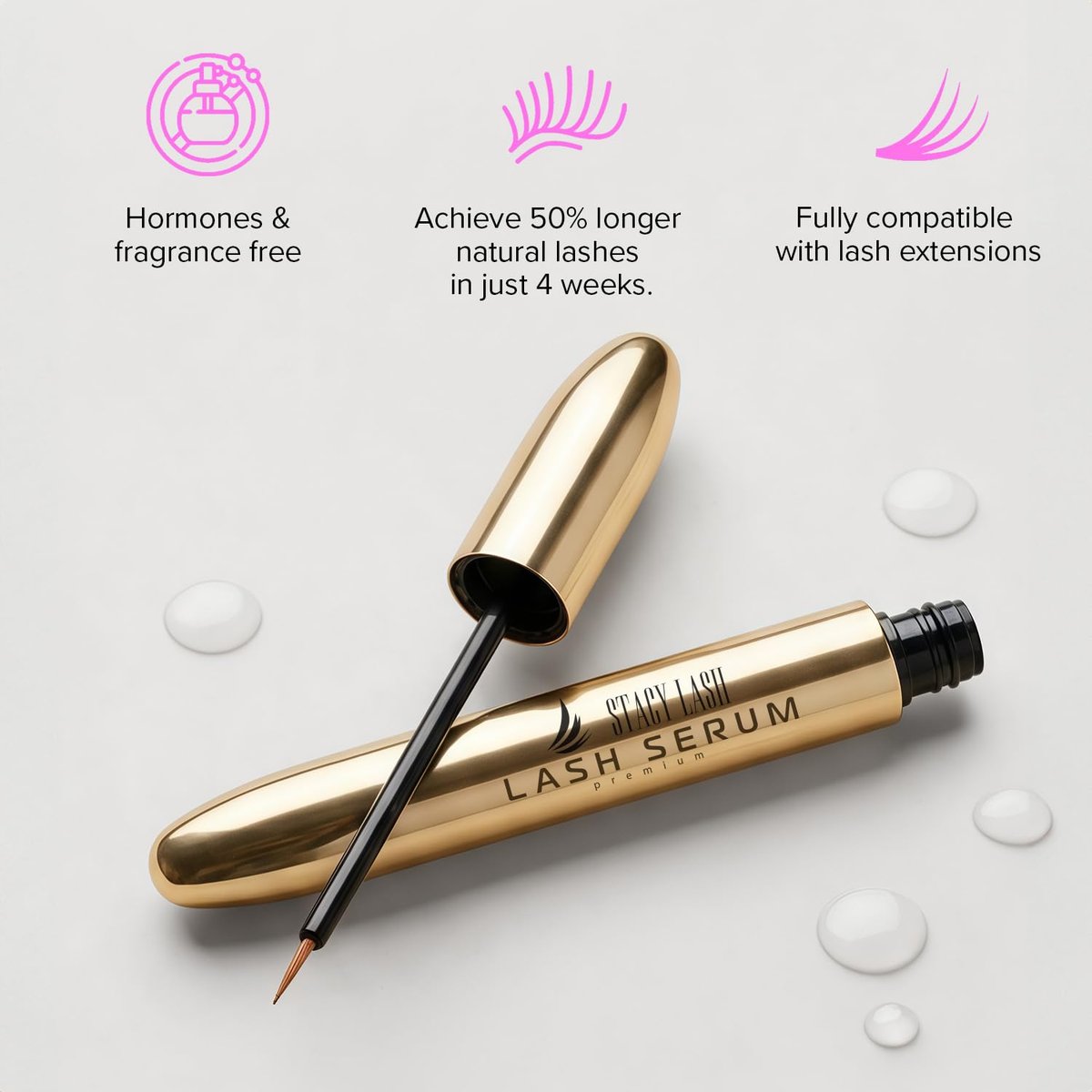 Stacy Lash Growth Serum – Eyebrow & Eyelash Enhancing Serum for Natural Lashes & Brows (0.17 fl oz / 5ml) Avelisse