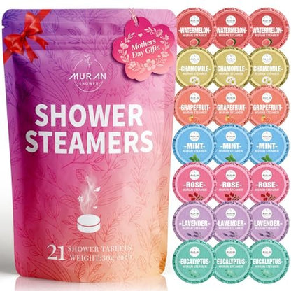 21-Pack Shower Steamers Aromatherapy – Eucalyptus, Rose, Lavender, Mint Essential Oil Shower Bombs – Birthday Gifts for Women, Mom, Him, Her Avelisse