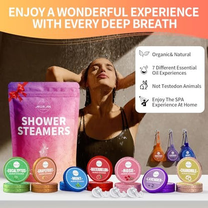 21-Pack Shower Steamers Aromatherapy – Eucalyptus, Rose, Lavender, Mint Essential Oil Shower Bombs – Birthday Gifts for Women, Mom, Him, Her Avelisse