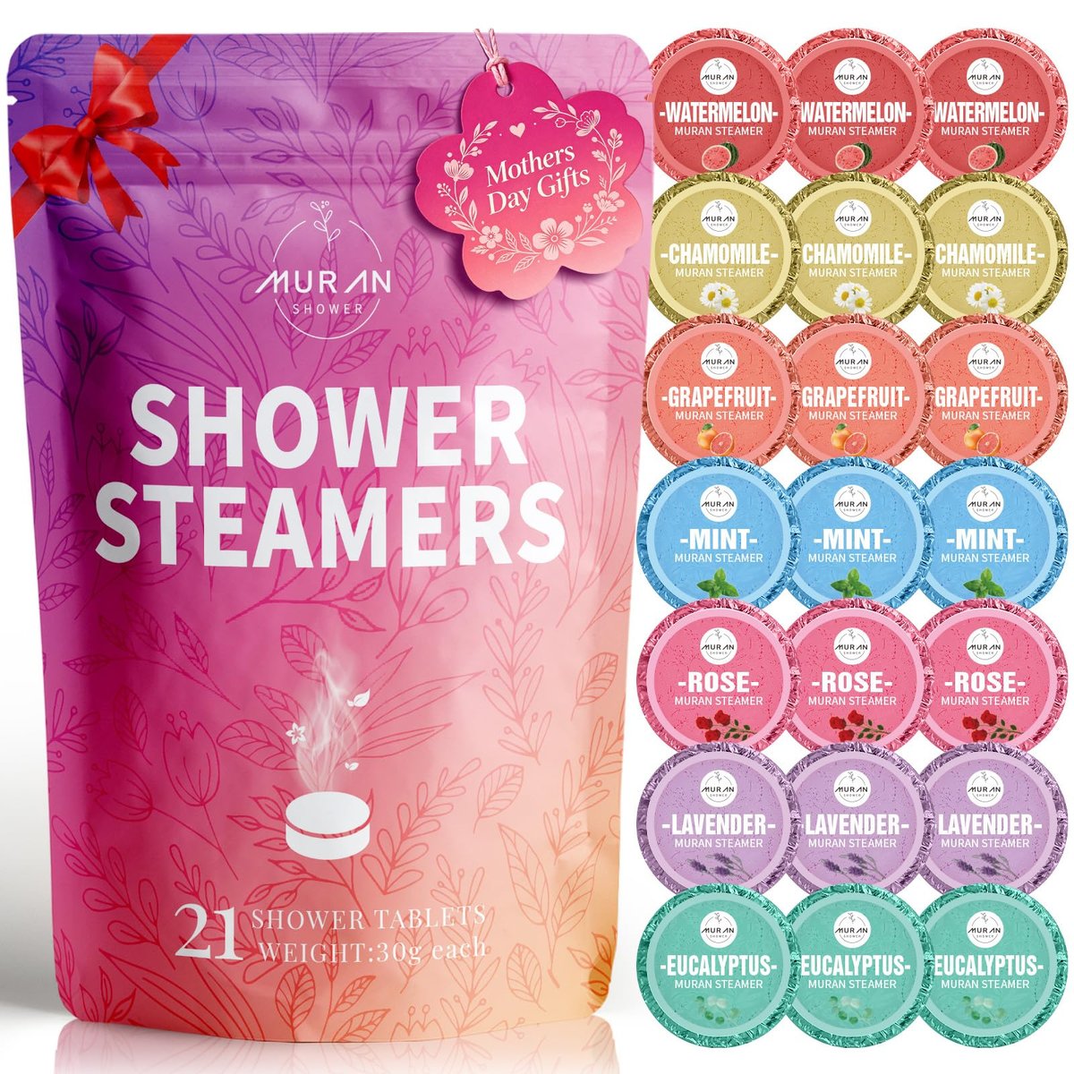 21-Pack Shower Steamers Aromatherapy – Eucalyptus, Rose, Lavender, Mint Essential Oil Shower Bombs – Birthday Gifts for Women, Mom, Him, Her Avelisse