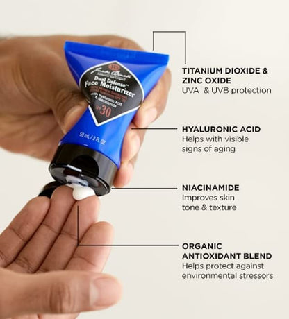 Jack Black Dual Defense Face Moisturizer SPF 30 – 100% Mineral Sunscreen for Men Avelisse