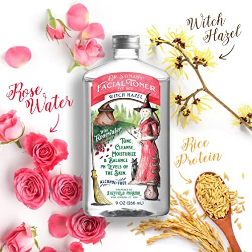 Alcohol-Free Facial Toner with Witch Hazel, Rosewater & Rice Protein – Dr. Saymans Hydrating Toner, 9 oz Avelisse
