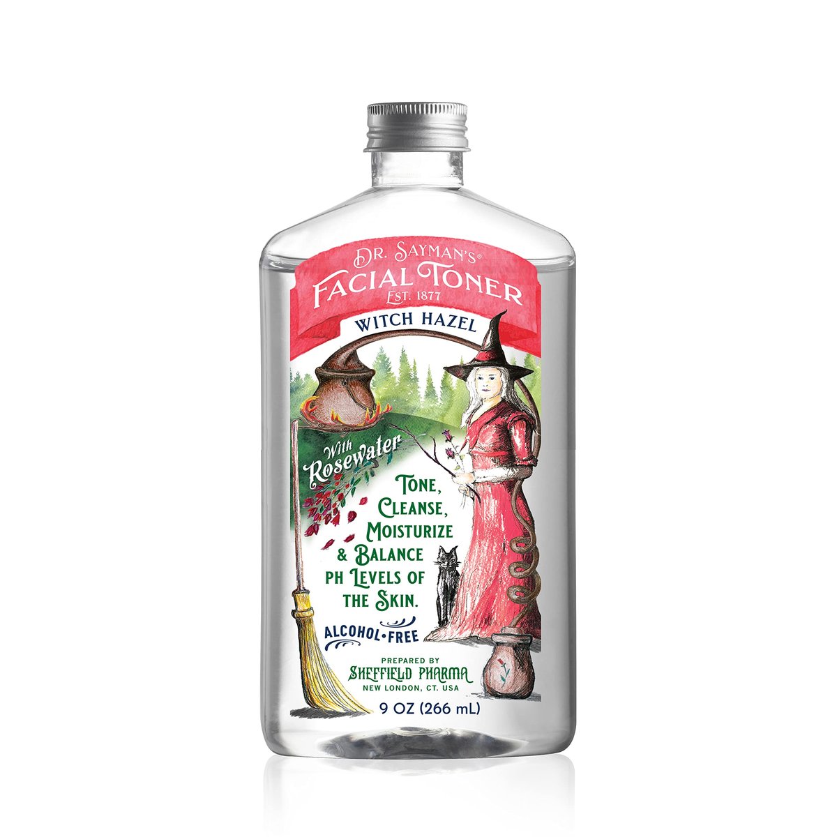 Alcohol-Free Facial Toner with Witch Hazel, Rosewater & Rice Protein – Dr. Saymans Hydrating Toner, 9 oz Avelisse