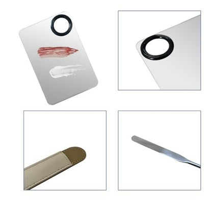 Professional Stainless Steel Makeup Spatula Set with Foundation Palette – Korean Beauty Tool for Flawless Application
