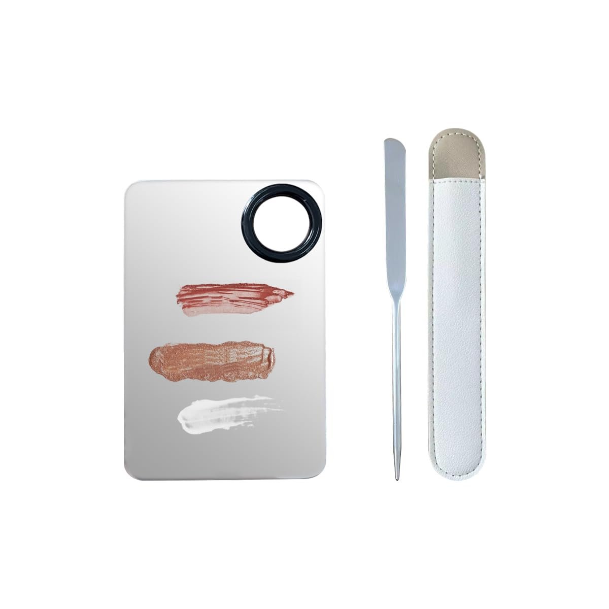 Professional Stainless Steel Makeup Spatula Set with Foundation Palette – Korean Beauty Tool for Flawless Application - görsel 2