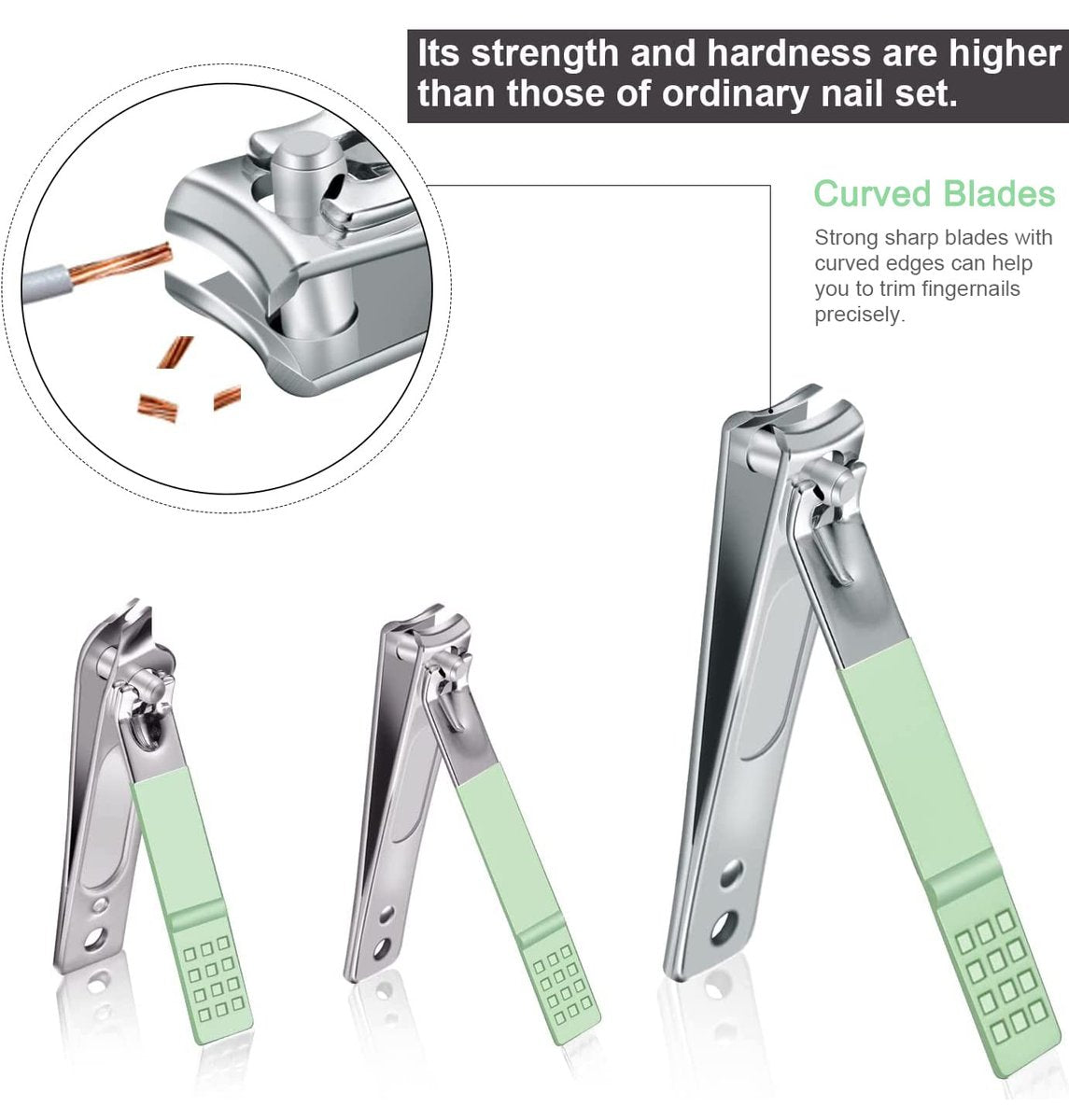 7-Piece Professional Manicure Set with Green Leather Travel Case – Stainless Steel Nail Clippers Kit for Women - görsel 3