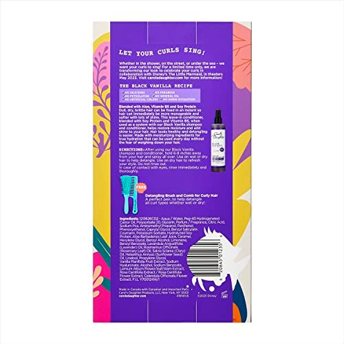 Carol's Daughter x Disney The Little Mermaid Hair Care Gift Set for Curly Hair - Black Vanilla Leave In Conditioner Spray, Kid's Brush and Comb, 8 Fl Oz - görsel 5