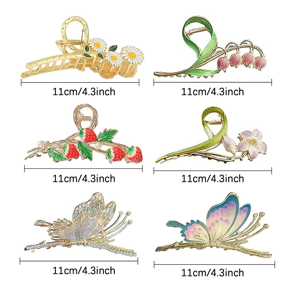 6 Pcs Large Strong Metal Butterfly & Flower Hair Claw Clips for Women – Heavy Duty Hair Clips for Thick Hair - görsel 11