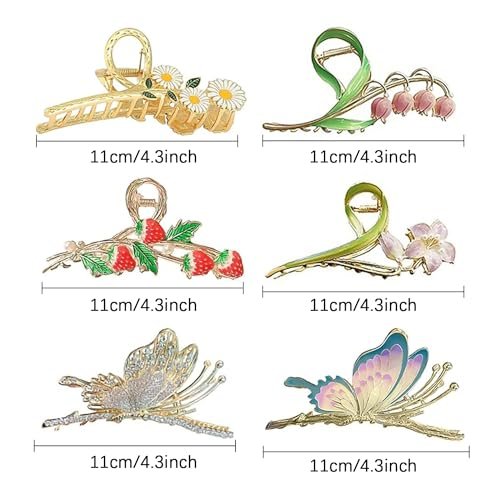 6 Pcs Large Strong Metal Butterfly & Flower Hair Claw Clips for Women – Heavy Duty Hair Clips for Thick Hair - görsel 12