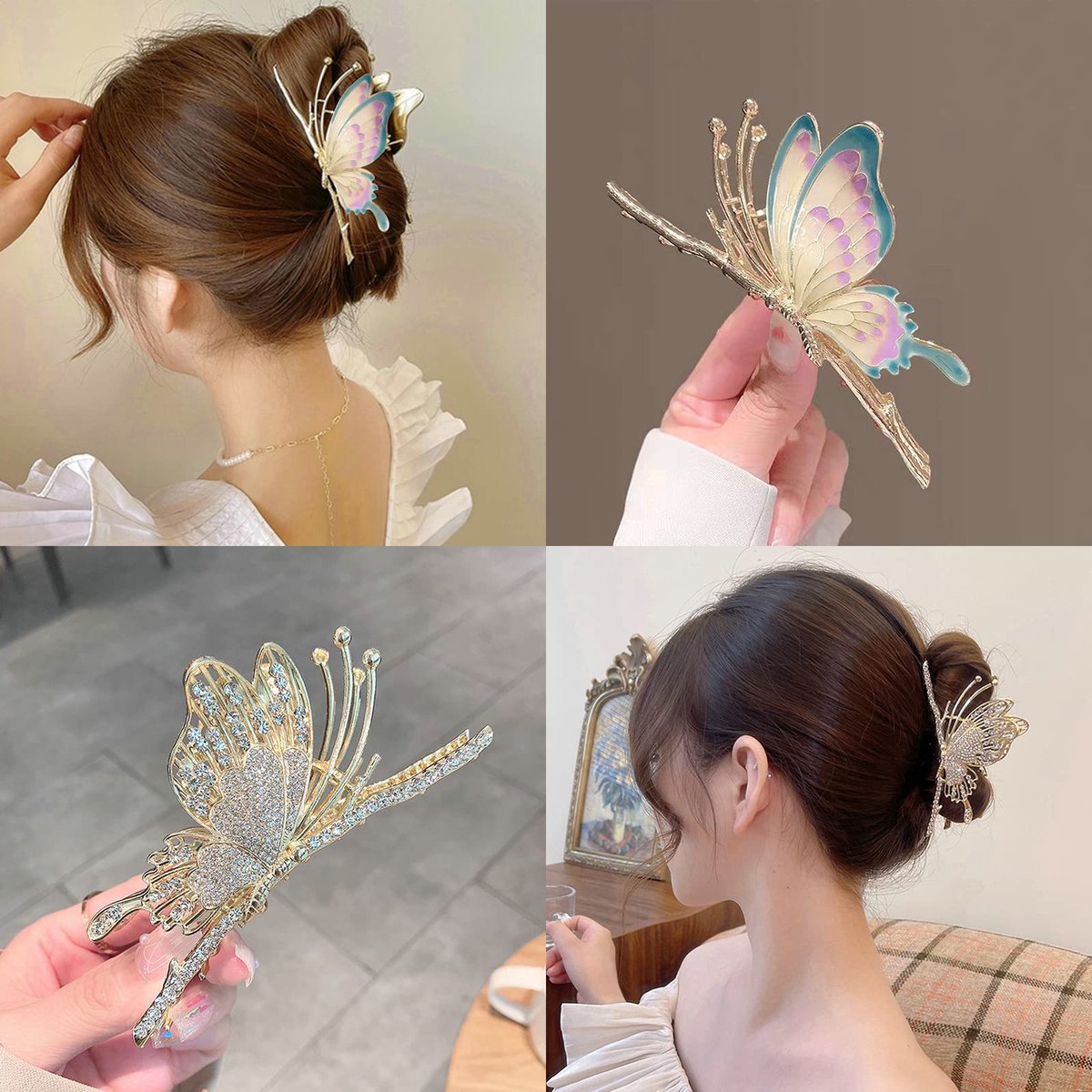 6 Pcs Large Strong Metal Butterfly & Flower Hair Claw Clips for Women – Heavy Duty Hair Clips for Thick Hair - görsel 7