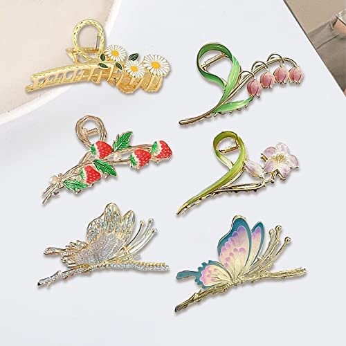 6 Pcs Large Strong Metal Butterfly & Flower Hair Claw Clips for Women – Heavy Duty Hair Clips for Thick Hair - görsel 16