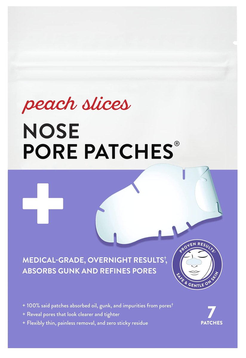 Peach Slices Nose Pore Patches – Overnight Blackhead Remover, Hydrocolloid Pore Strips, Vegan & Cruelty-Free Korean Skin Care (7 ct) - görsel 1