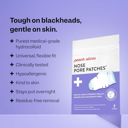 Peach Slices Nose Pore Patches – Overnight Blackhead Remover, Hydrocolloid Pore Strips, Vegan & Cruelty-Free Korean Skin Care (7 ct) - görsel 4