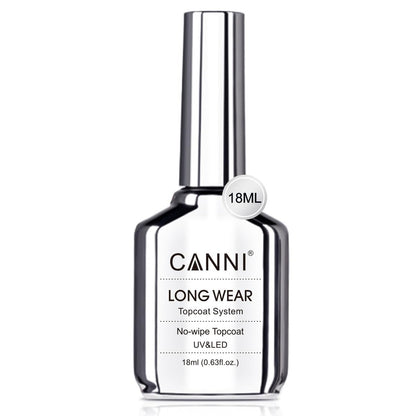 CANNI 18ml No Wipe Gel Top Coat – Scratch Resistant, High Gloss, Long Lasting Clear Top Coat for LED Lamps