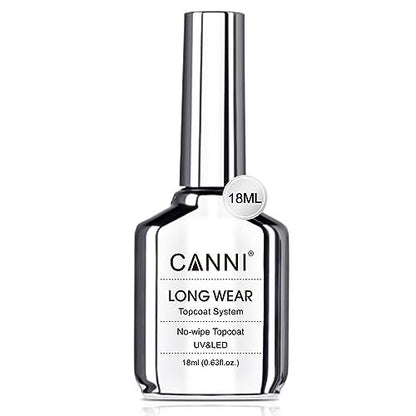 CANNI 18ml No Wipe Gel Top Coat – Scratch Resistant, High Gloss, Long Lasting Clear Top Coat for LED Lamps