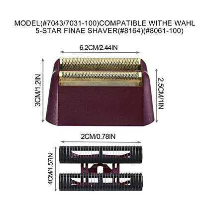 VALLNEI Professional 5 Star Series Finale Shaver Replacement Foil and Cutter Bar Assembly Compatible with Wahl Shaver Foil 7031-100, 7043-100 Super Close Shaving Replacement Heads, Red, 2 Pack Avelisse