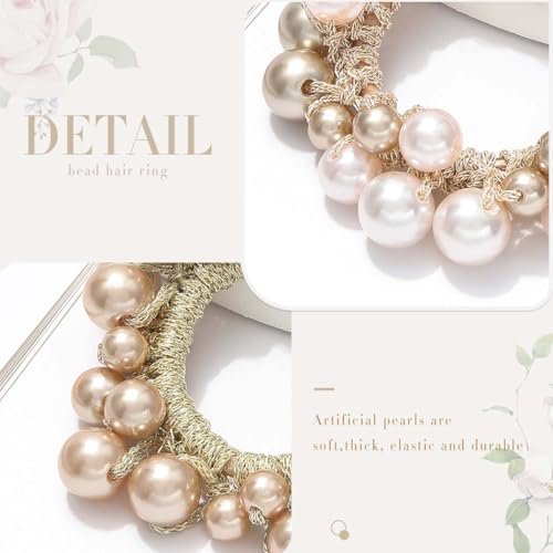 Fashey Pearl Hair Scrunchies Beaded Hair Ties – Elastic Hair Bands Ponytail Holder for Women and Girls (Pack of 3) - görsel 12