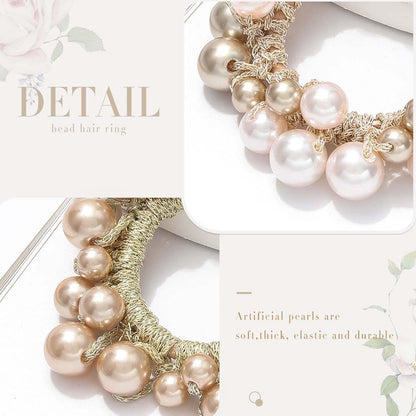 Fashey Pearl Hair Scrunchies Beaded Hair Ties – Elastic Hair Bands Ponytail Holder for Women and Girls (Pack of 3)