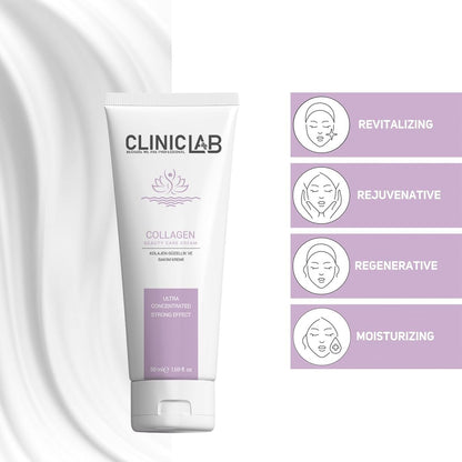 ClinicLab Collagen Cream for Face with Hyaluronic Acid & Vitamin E - Hydrating Daily Face Moisturizer for Women & Men, 1.69 fl oz