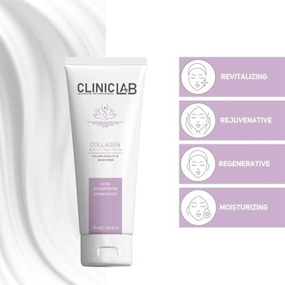 ClinicLab Collagen Cream for Face with Hyaluronic Acid & Vitamin E - Hydrating Daily Face Moisturizer for Women & Men, 1.69 fl oz