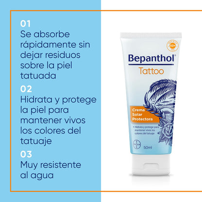 Bepanthol Tattoo Sun Cream SPF 50 - 50 ml | Sun Protection for Tattoos