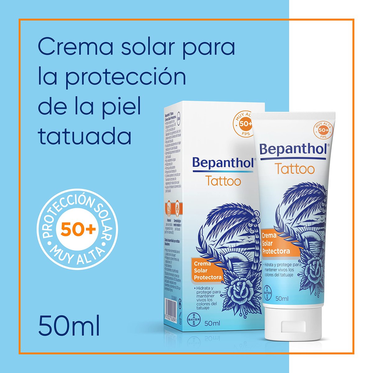 Bepanthol Tattoo Sun Cream SPF 50 - 50 ml | Sun Protection for Tattoos - görsel 5
