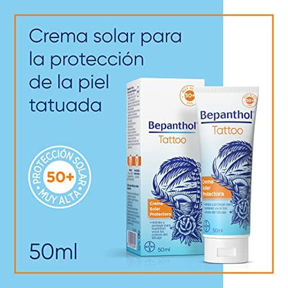 Bepanthol Tattoo Sun Cream SPF 50 - 50 ml | Sun Protection for Tattoos