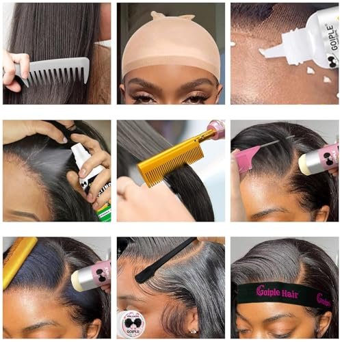 Goiple Electric Hot Comb Hair Straightener - Ceramic Curling Flat Iron for Natural Hair with Anti-Scald Case (Pink) Avelisse