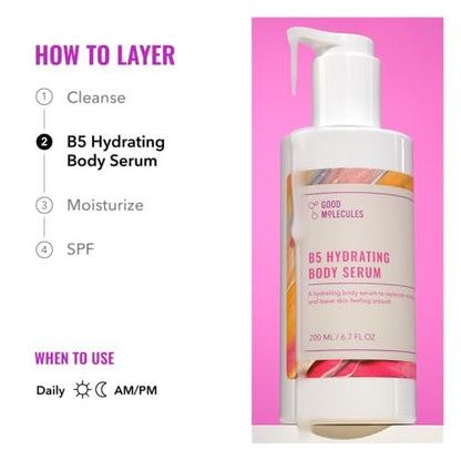 Good Molecules B5 Hydrating Body Serum – Vitamin B5 & Beta Glucan Ultra-Hydrating Body Serum for Plump, Supple Skin Avelisse