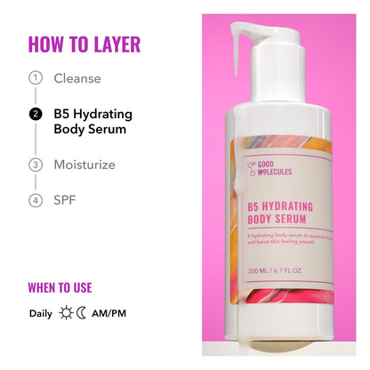 Good Molecules B5 Hydrating Body Serum – Vitamin B5 & Beta Glucan Ultra-Hydrating Body Serum for Plump, Supple Skin Avelisse