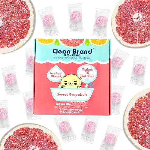 Clean Brand Foaming Hand Soap Tablet Refill Box - 15 Pack | 84.5 fl oz - Sweet Grapefruit Scent - Eco-Friendly Hand Soap Refills for Foaming Bottles - görsel 2