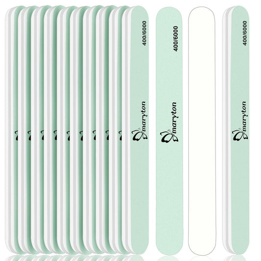 Maryton Nail Buffer and Shine Kit - 10pcs Nail Shine Buffer Blocks for Natural Nails, 400/6000 Grit