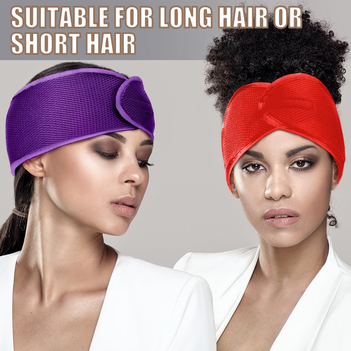 Xuhal Mesh Hair Wraps for Natural Black Hair - 4 Pieces Sleeping Cap, Spa Headbands, Hair Nets for Sleeping - Yellow, Black, Orange, Purple - görsel 3