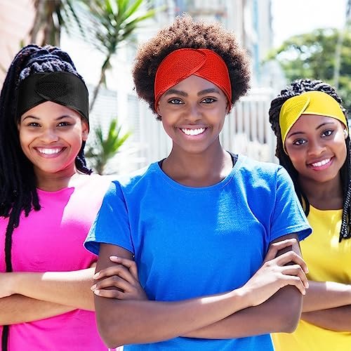 Xuhal Mesh Hair Wraps for Natural Black Hair - 4 Pieces Sleeping Cap, Spa Headbands, Hair Nets for Sleeping - Yellow, Black, Orange, Purple - görsel 10