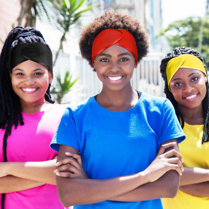 Xuhal Mesh Hair Wraps for Natural Black Hair - 4 Pieces Sleeping Cap, Spa Headbands, Hair Nets for Sleeping - Yellow, Black, Orange, Purple