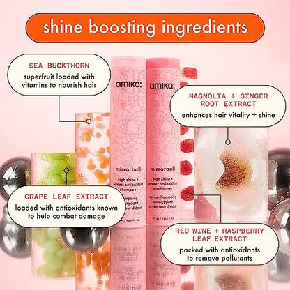 Amika Mirrorball High Shine + Protect Antioxidant Shampoo - Signature Scent, 9.2 Fl Oz Avelisse