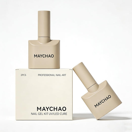 MAYCHAO 2-Piece 15ml Gel Top and Base Coat Set - Clear Base and No Wipe Shiny Top Coat Gel Nail Polish for UV LED Lamp, Long-Lasting Manicure, Women