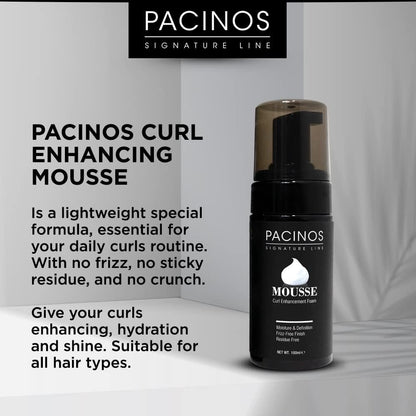 Pacinos Signature Line Curl Enhancing Mousse - Light Hold Hair Mousse and Styling Foam for Curly, Wavy, and Coily Hair - 3.38 oz