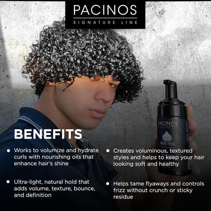 Pacinos Signature Line Curl Enhancing Mousse - Light Hold Hair Mousse and Styling Foam for Curly, Wavy, and Coily Hair - 3.38 oz